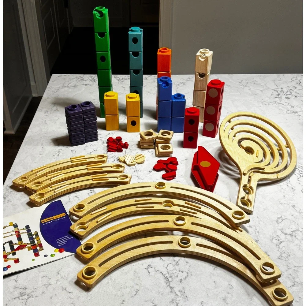 Hape Quadrilla Twist and Rail Wooden Marble Run Set Incomplete Expansion Lot
